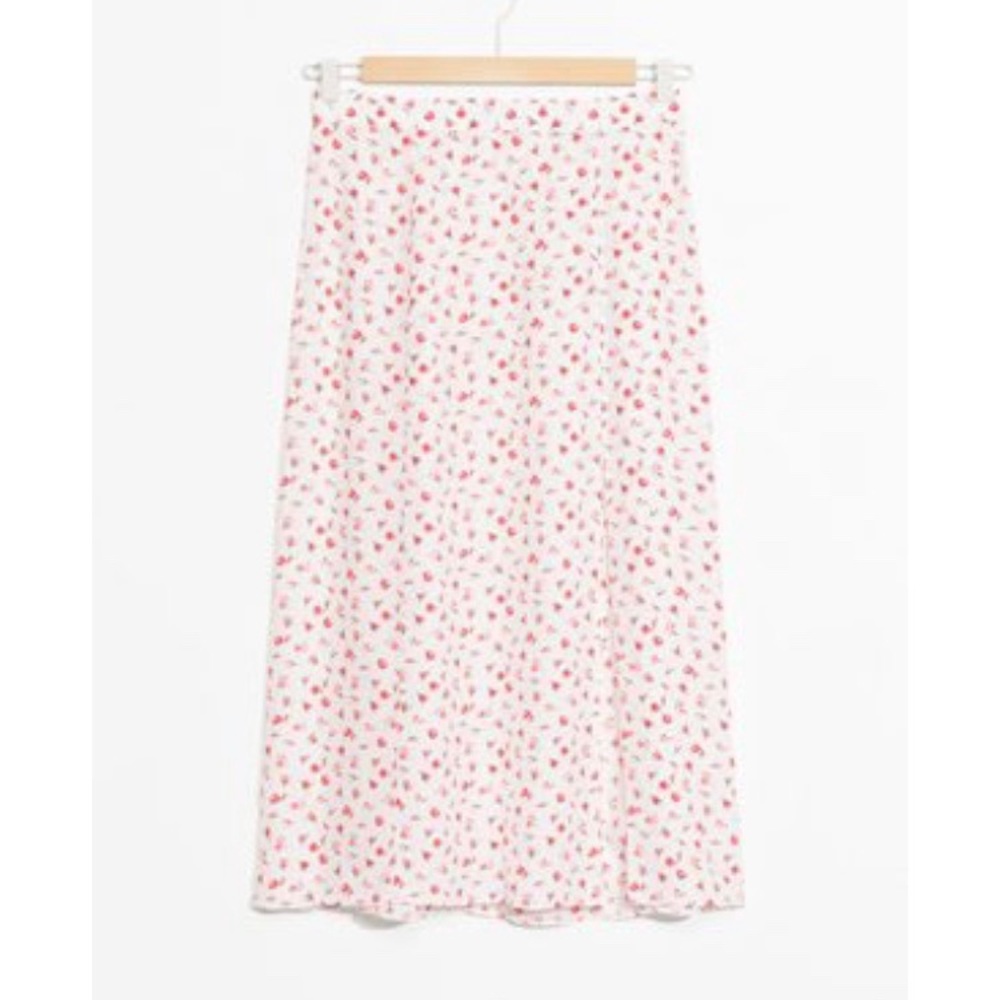 & Other Stories Pink Ditsy Floral Midi Skirt